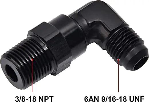 Evilenergy EVIL ENERGY AN Male Flare to NPT 90° Swivel Fitting Adapter Aluminum Black