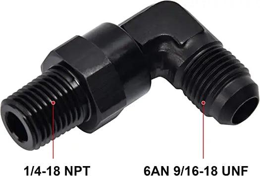 Evilenergy EVIL ENERGY AN Male Flare to NPT 90° Swivel Fitting Adapter Aluminum Black