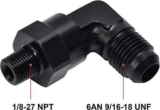 Evilenergy EVIL ENERGY AN Male Flare to NPT 90° Swivel Fitting Adapter Aluminum Black