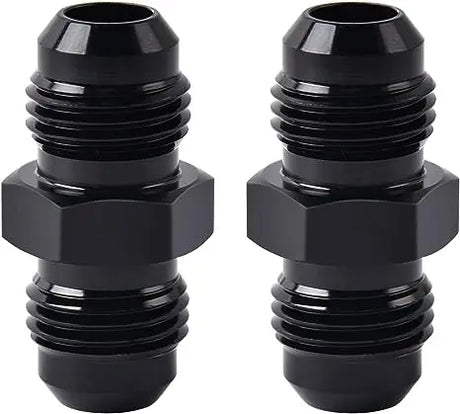 Evilenergy EVIL ENERGY AN Male to AN Male Flare Coupler Union Straight Fuel Hose Adapter Fitting Black 2PCS