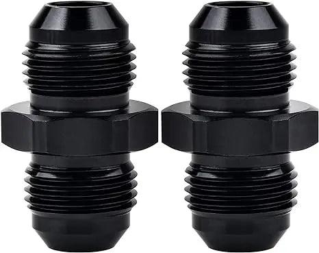 Evilenergy EVIL ENERGY AN Male to AN Male Flare Coupler Union Straight Fuel Hose Adapter Fitting Black 2PCS