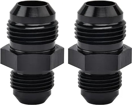 Evilenergy EVIL ENERGY AN Male to AN Male Flare Coupler Union Straight Fuel Hose Adapter Fitting Black 2PCS