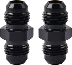 Evilenergy EVIL ENERGY AN Male to AN Male Flare Coupler Union Straight Fuel Hose Adapter Fitting Black 2PCS