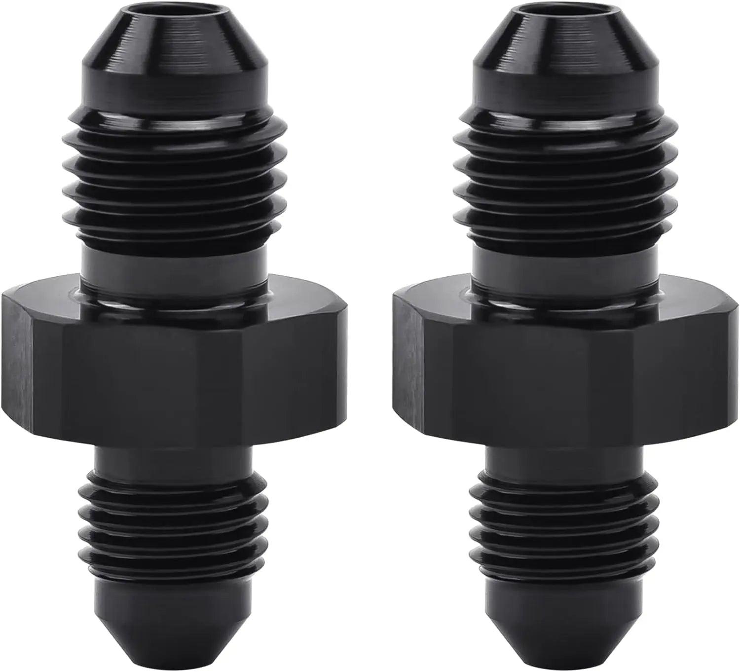 Evilenergy EVIL ENERGY AN Male to AN Male Flare Coupler Union Straight Fuel Hose Adapter Fitting Black 2PCS