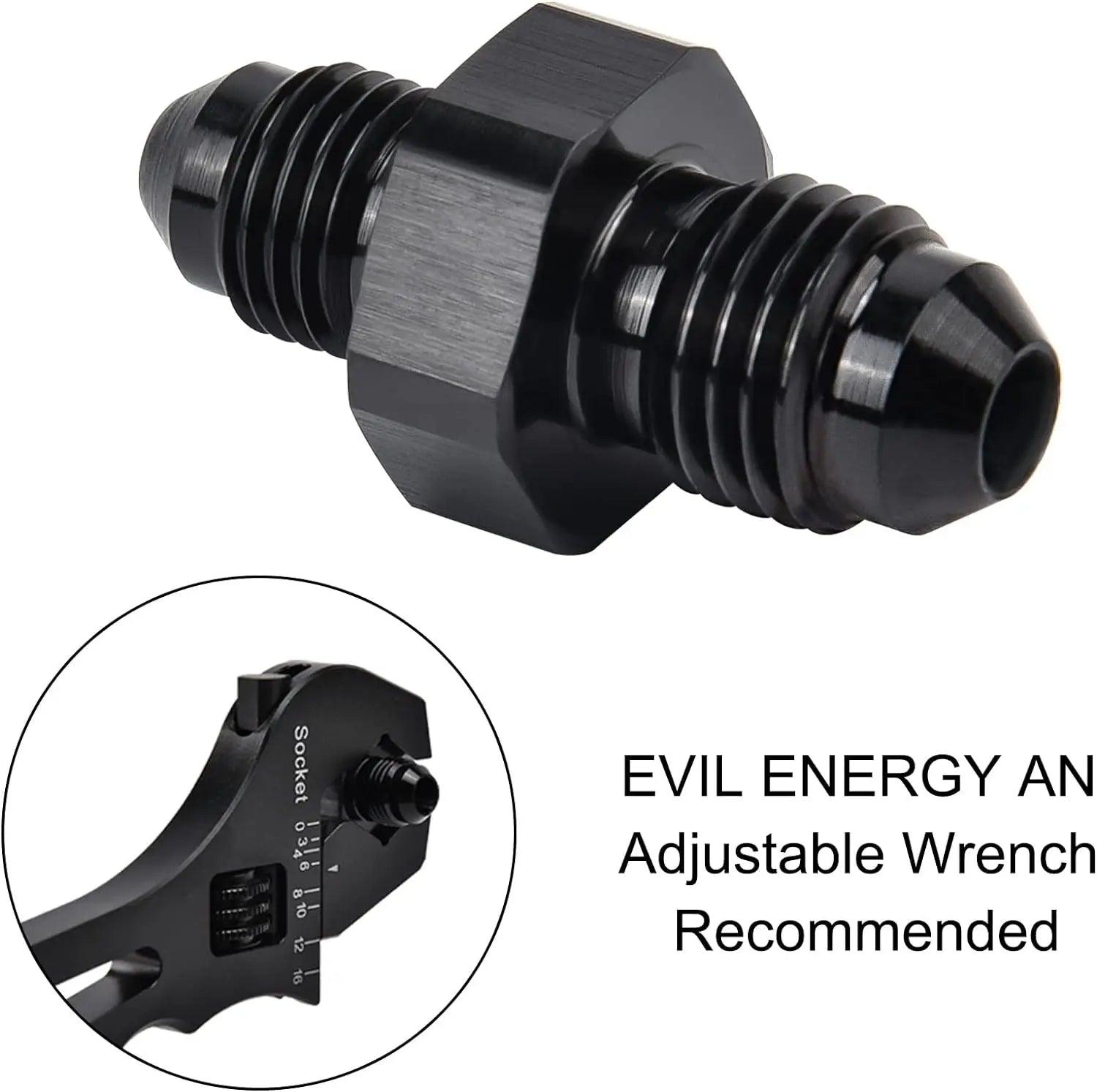 Evilenergy EVIL ENERGY AN Male to AN Male Flare Coupler Union Straight Fuel Hose Adapter Fitting Black 2PCS