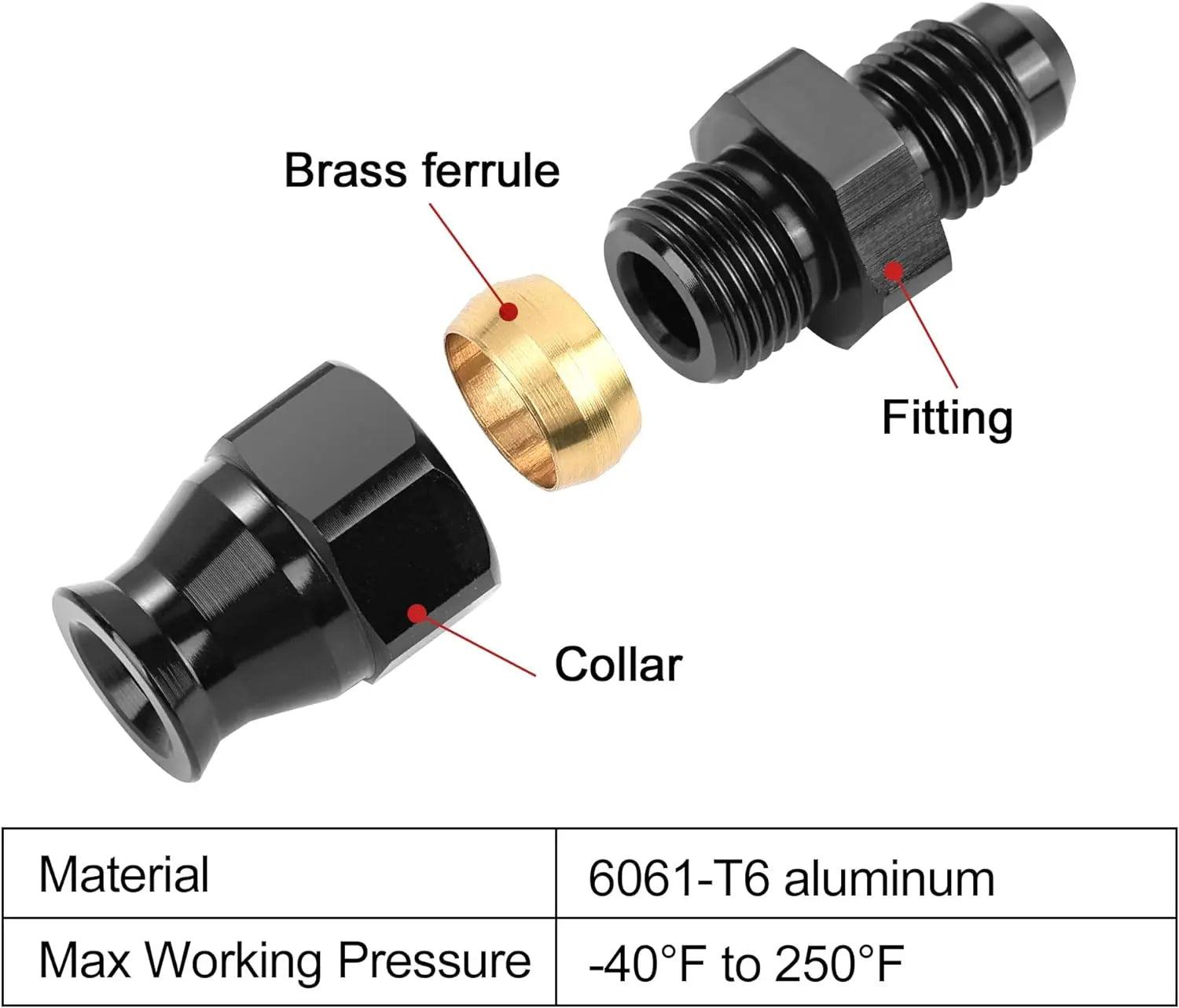 Evilenergy EVIL ENERGY AN Male to Hardline Compression Fitting Adapter Aluminum Black