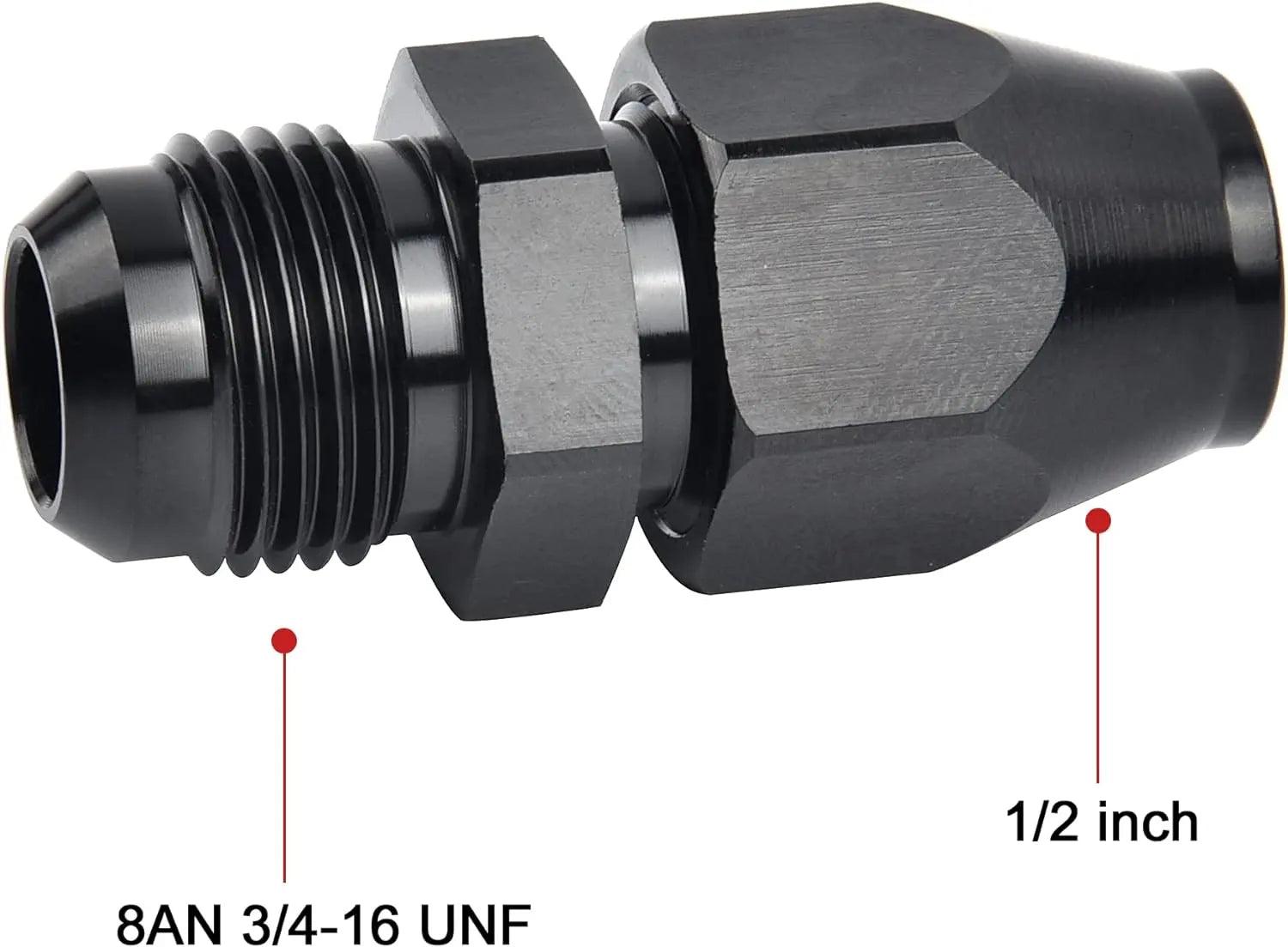 Evilenergy EVIL ENERGY AN Male to Hardline Compression Fitting Adapter Aluminum Black[8AN to 1/2]