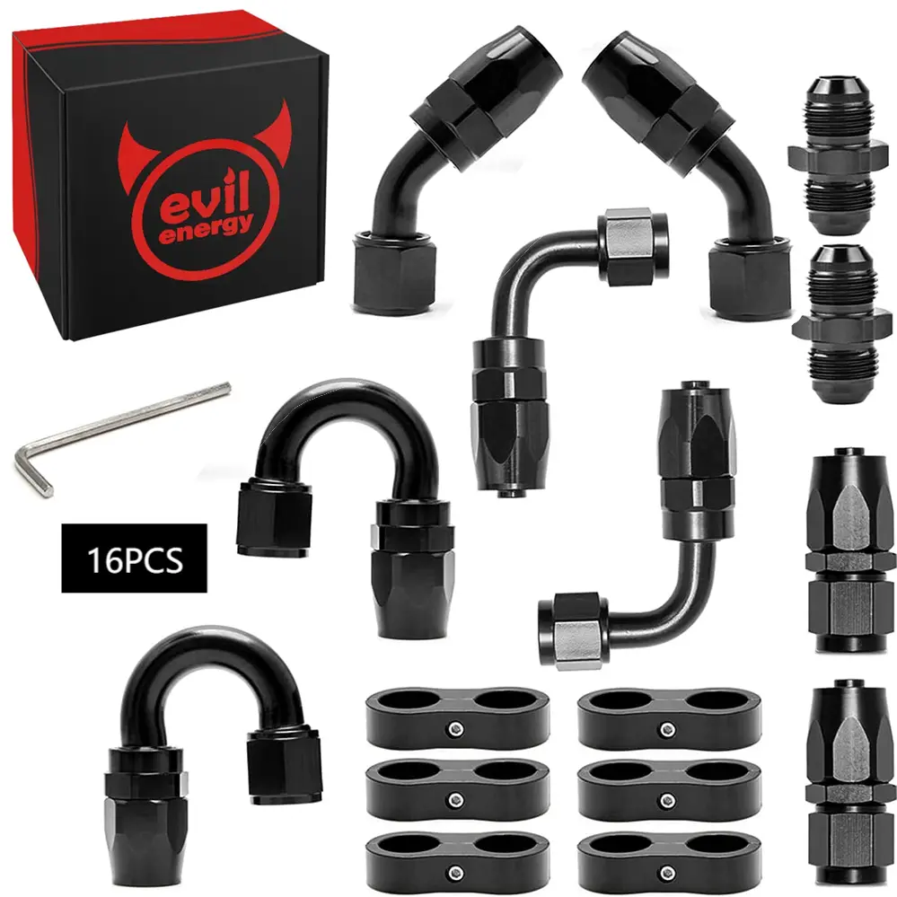 EVIL ENERGY AN Swivel Hose End Fitting Kit with Male Flare Coupler Union &  Hose Separator Clamps – EVILENERGY
