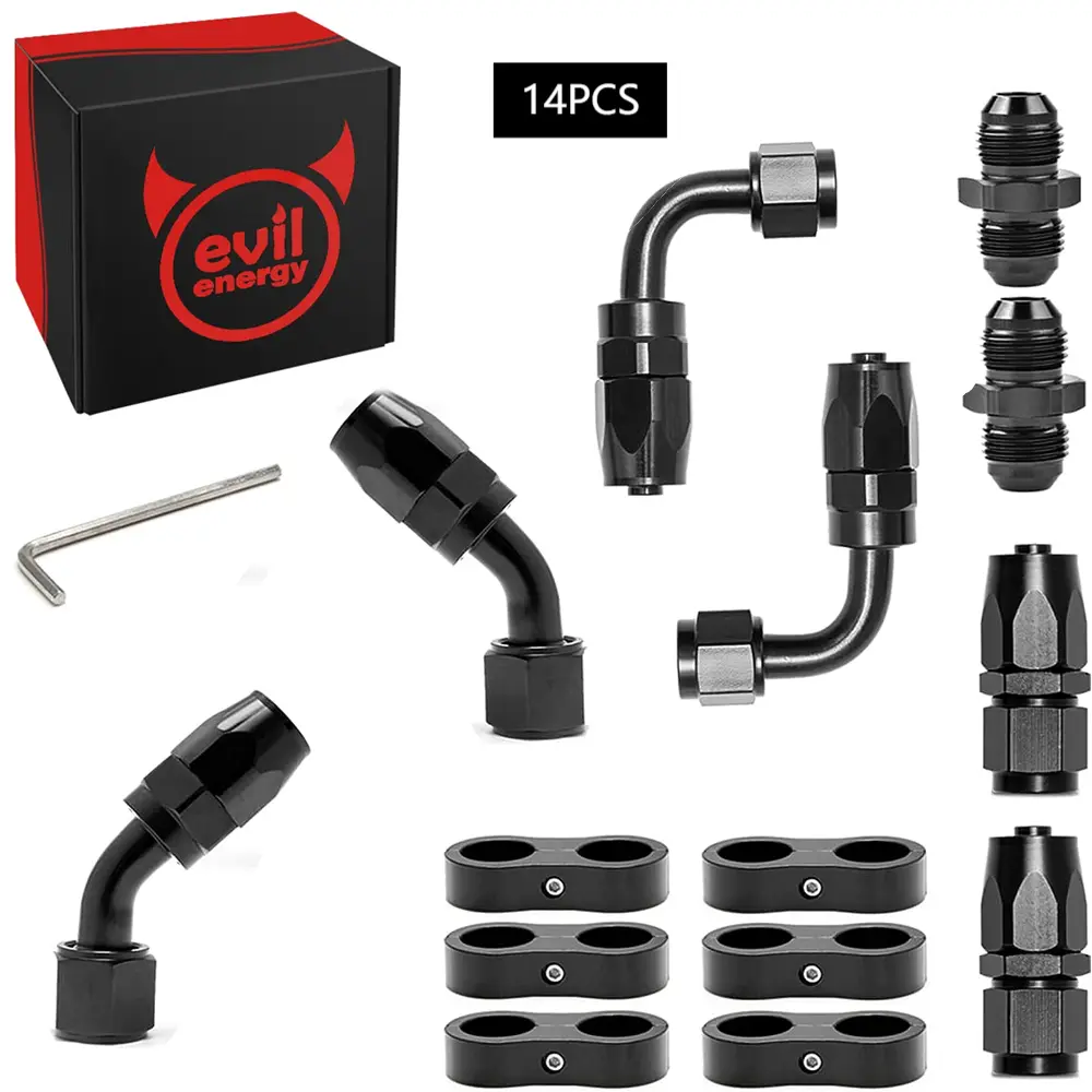 EVIL ENERGY AN Swivel Hose End Fitting Kit with Male Flare Coupler Union &  Hose Separator Clamps – EVILENERGY
