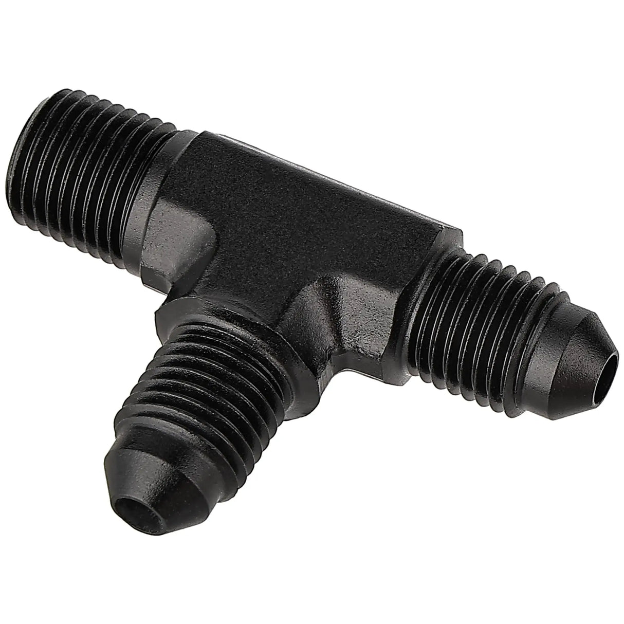 EVILENERGY EVIL ENERGY AN Tee Male Flare to NPT on Run T Fitting Adapter Aluminum Black