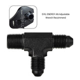 EVILENERGY EVIL ENERGY AN Tee Male Flare to NPT on Run T Fitting Adapter Aluminum Black