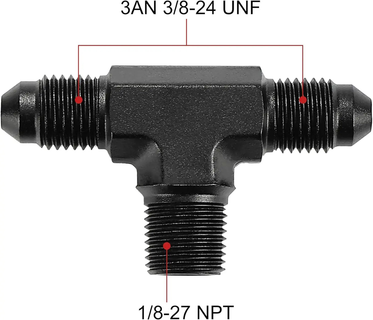 EVIL ENERGY EVIL ENERGY AN Tee Male Flare to NPT on Side Branch T Fitting Adapter Aluminum Black