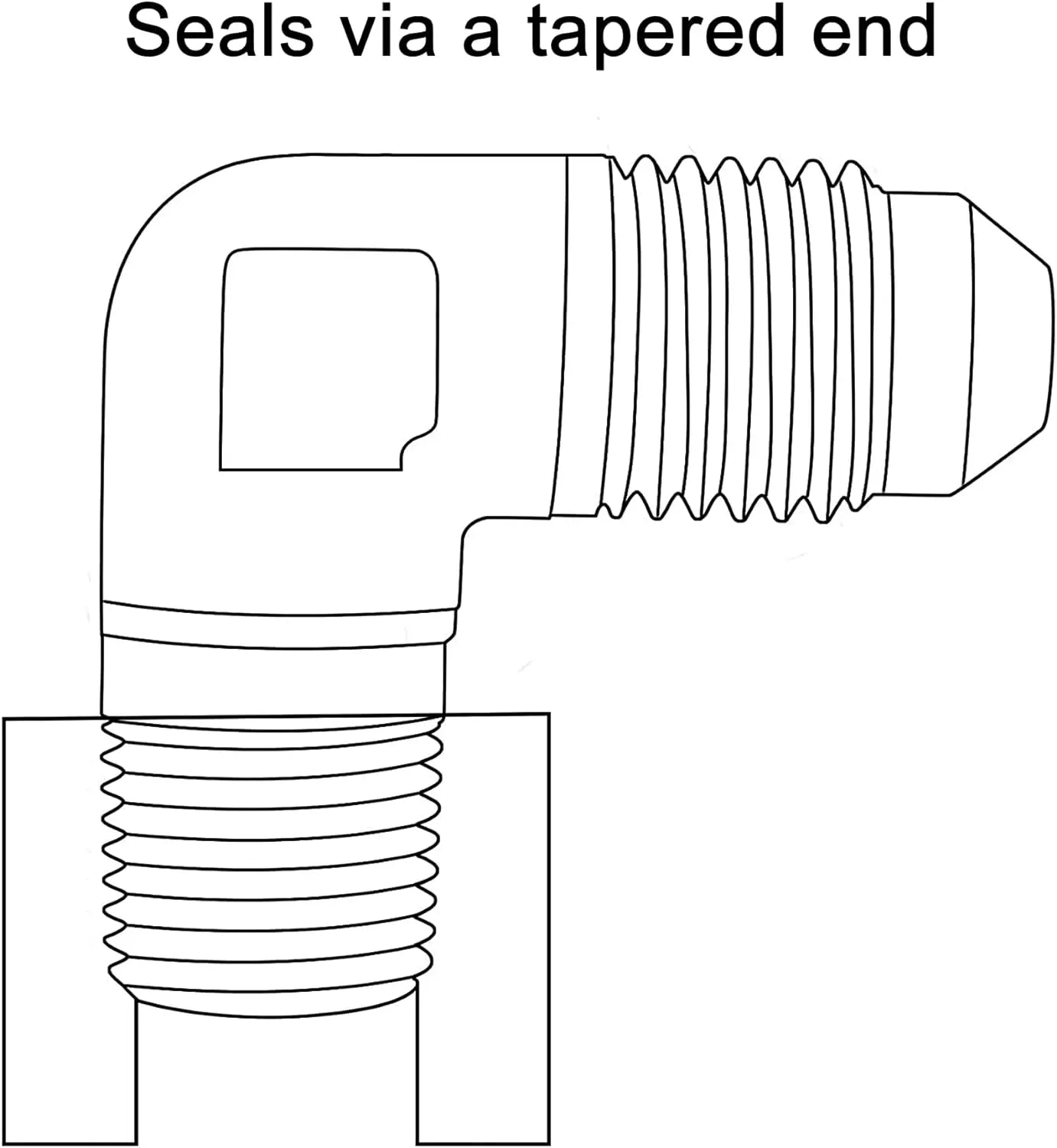 EVIL ENERGY AN to NPT Male 90 Degree Fitting Adapter Aluminum Black