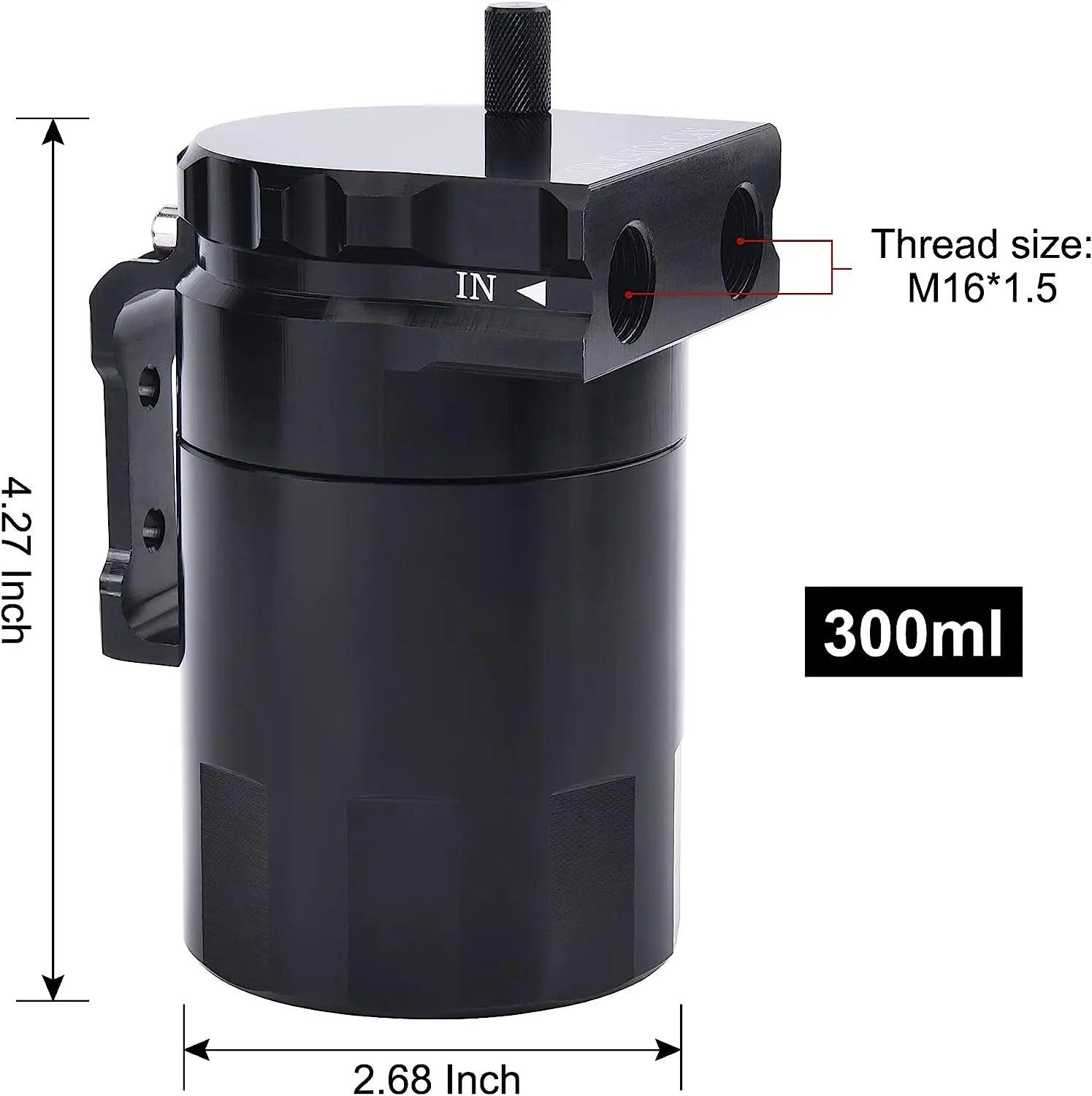 Evilenergy EVIL ENERGY Baffled Oil Catch Can Oil Separator Catch Can 300ml Universal Aluminum Black