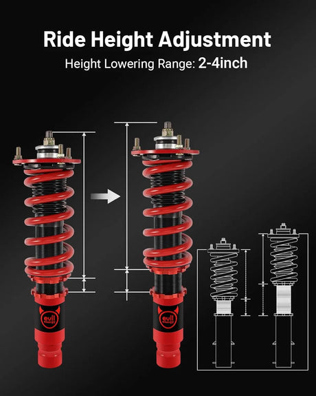 EVIL ENERGY EVIL ENERGY Coilovers Suspension Kit Coilovers Compatible for Infiniti G35x 2003-2008 G37x 2008-2013 M35x 2006-2010 M45x 2006-2010 Height Adjustable Coilovers Twin-Tube Lowering Kit