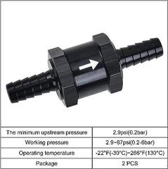 EVILENERGY EVIL ENERGY Fuel Check Valve One Way Inline Non Return Diesel Gasoline Black 2PCS