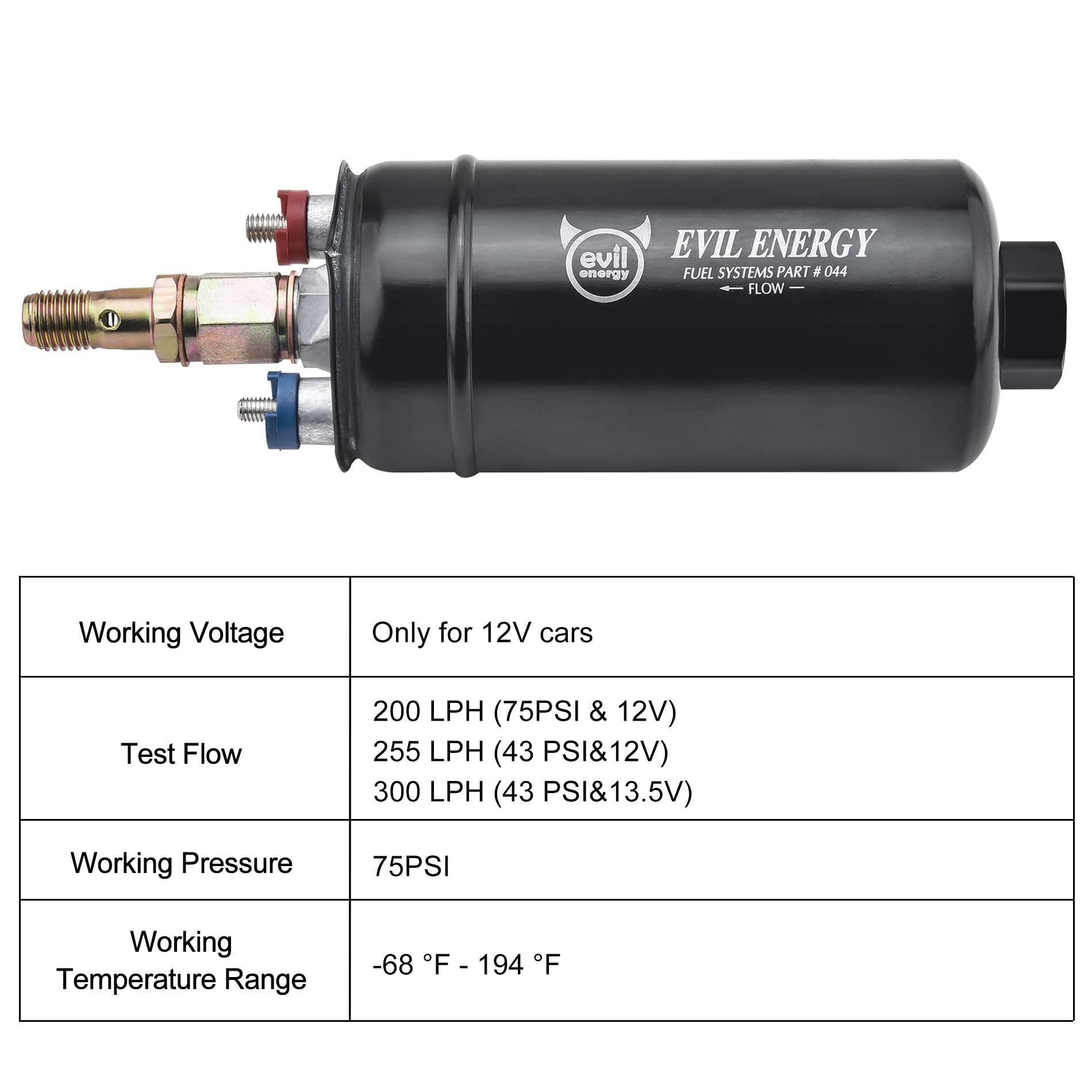 EVIL ENERGY LS Swap Fuel Kit | Fuel Filter|6AN 20FT Fuel Hose |20-120PSI Regulator | 300LPH High Flow Fuel Pump For LS Swap EFI Systems and More