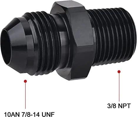 Evilenergy EVIL ENERGY Male Flare to NPT Pipe Fitting Adapter Aluminum Straight Black 2PCS/4PCS