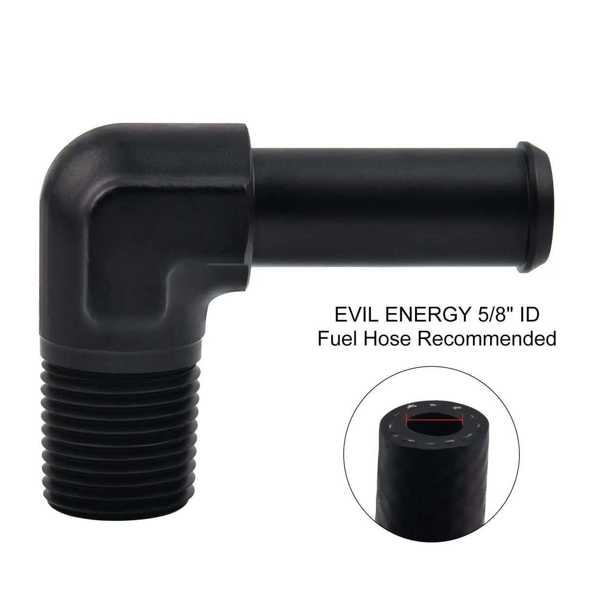 Evilenergy EVIL ENERGY NPT Male to Barb Fitting 90 Degree Aluminum Black