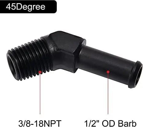 Evilenergy EVIL ENERGY NPT Male to Barb Push on Fitting 45 Degree Aluminum Black