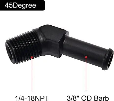 Evilenergy EVIL ENERGY NPT Male to Barb Push on Fitting 45 Degree Aluminum Black