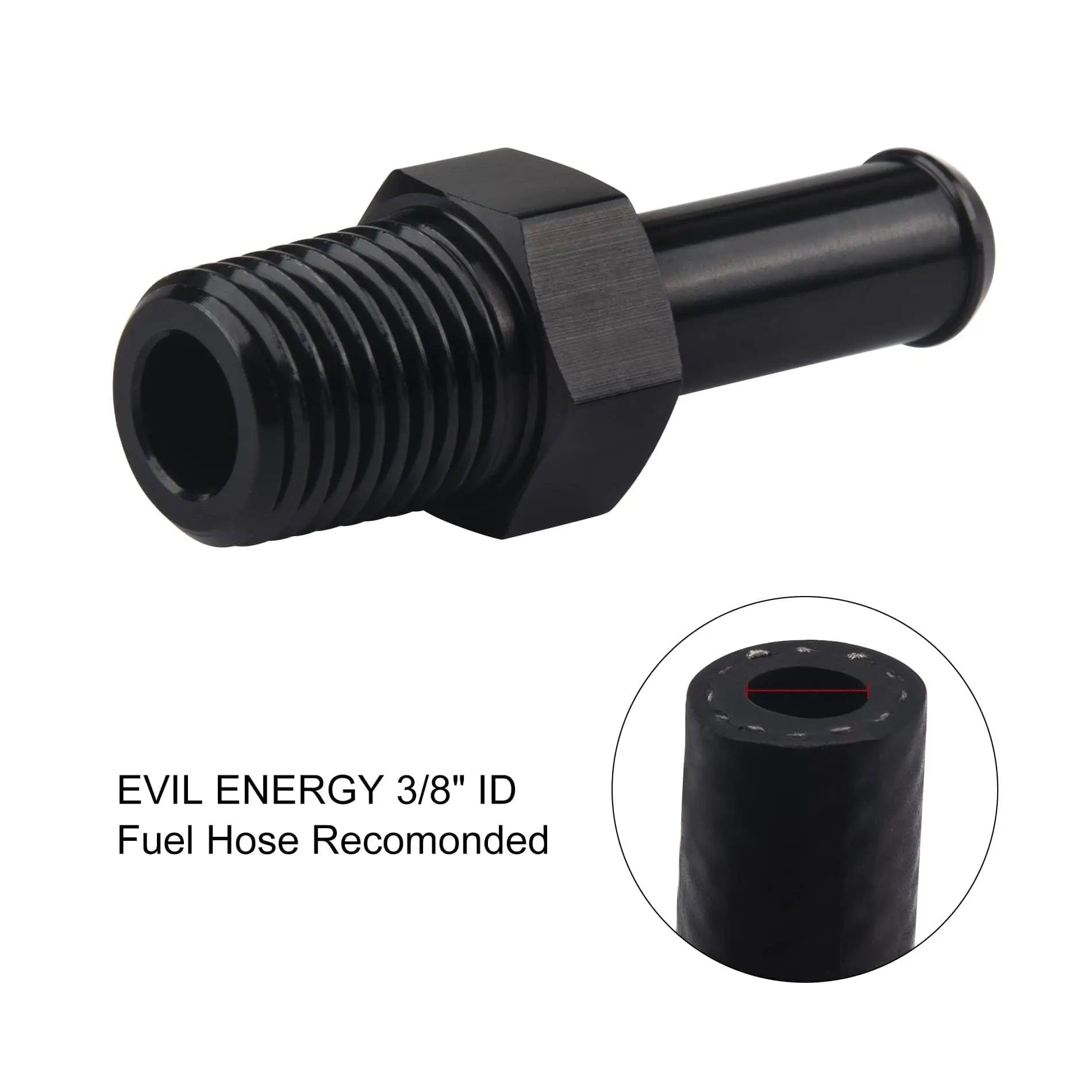 Evilenergy EVIL ENERGY NPT Male to Barb Push on Fitting Aluminum Black 2PCS