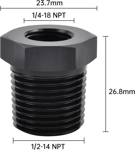 EVIL ENERGY EVIL ENERGY NPT Male to NPT Female Reducer Bushing Fitting Adapter Hex Aluminum Black