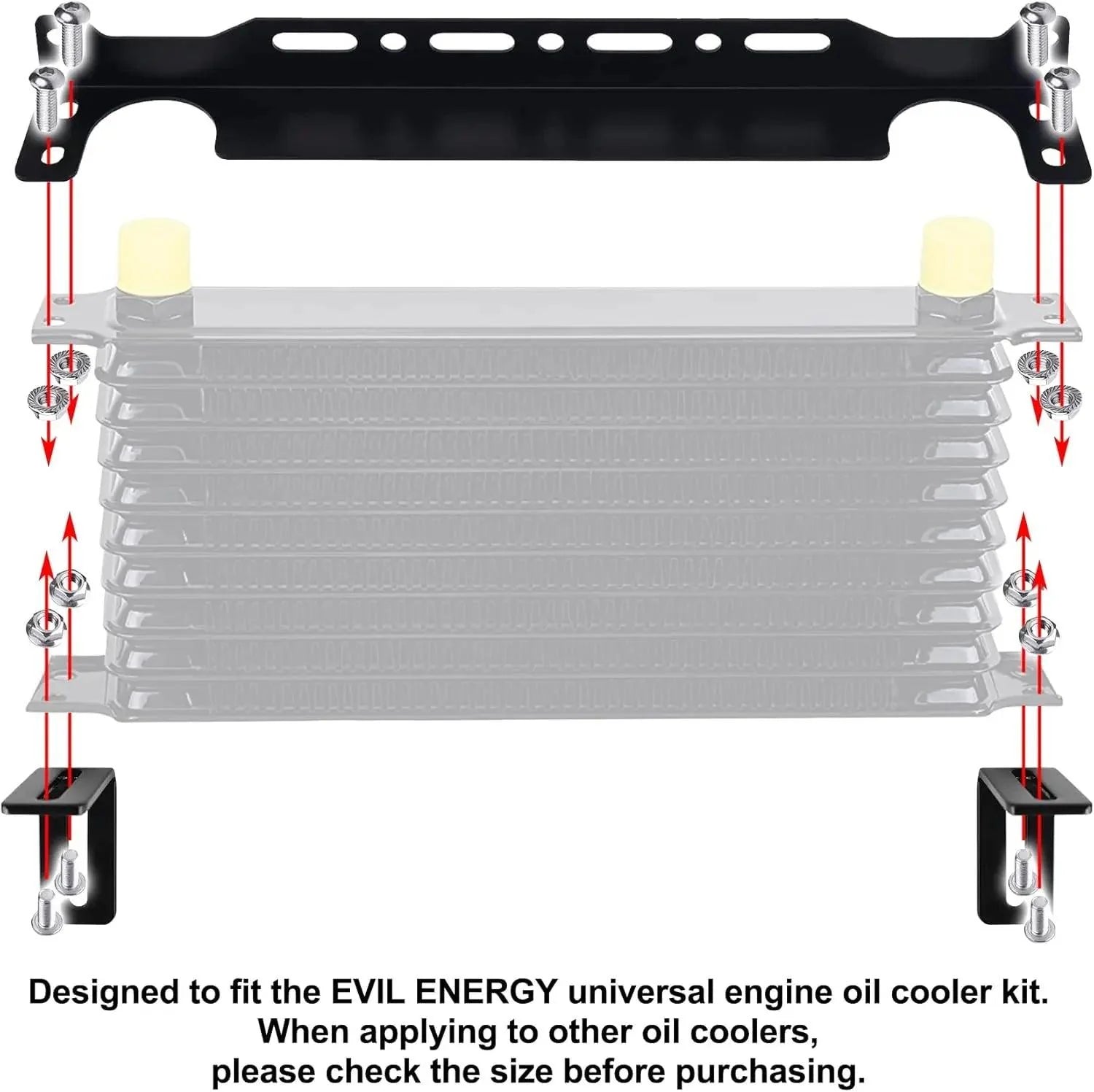 EVIL ENERGY Universal 10AN Transmission & Engine Oil Cooler Kit with Mounting Bracket (13-13.4 inch)