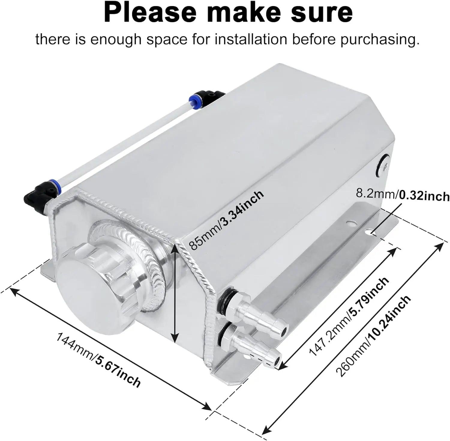 Evilenergy EVIL ENERGY Overflow Tank Coolant Radiator Tank Reservoir Expansion Universal 1L Aluminum[Sliver]