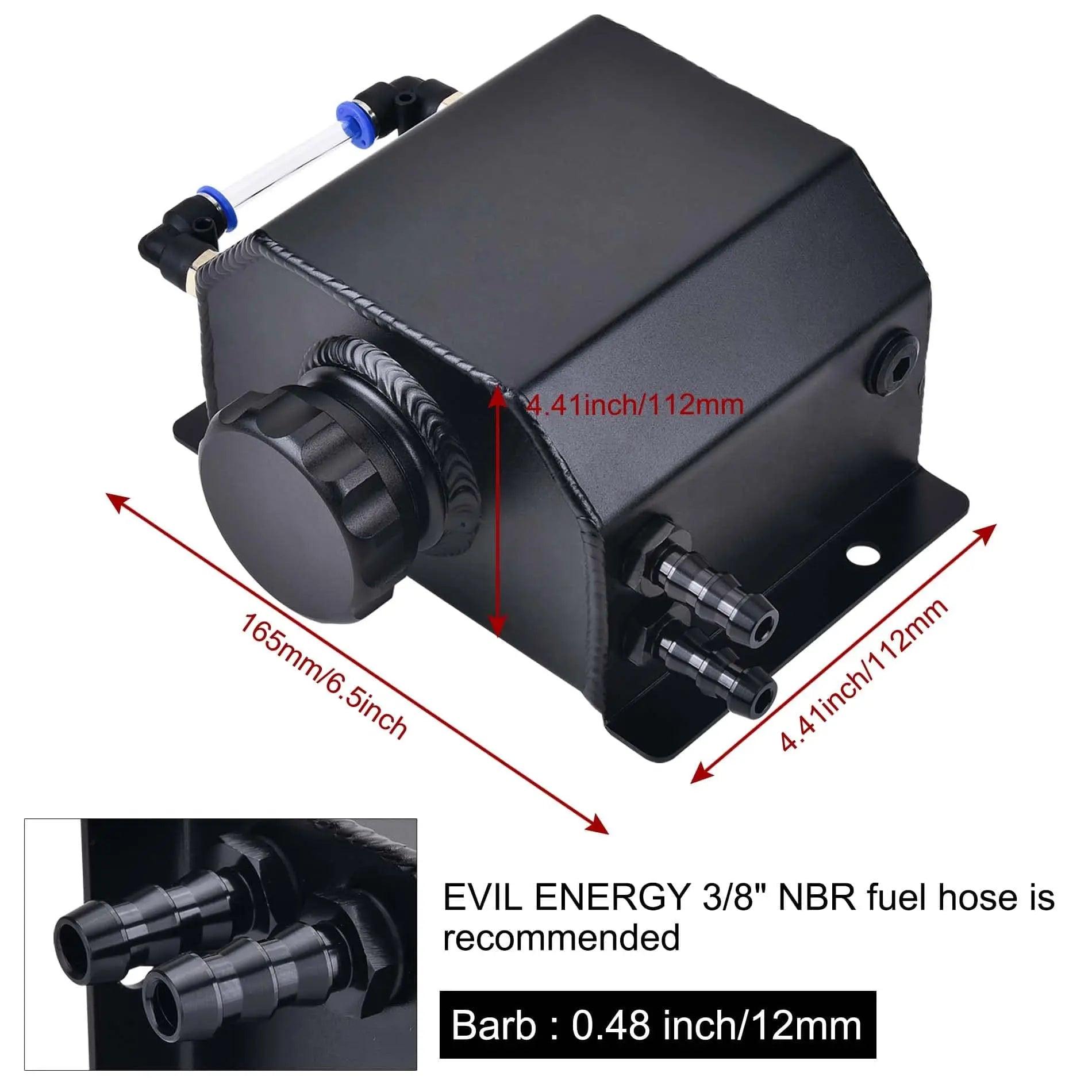 Evilenergy EVIL ENERGY Overflow Tank Coolant Radiator Tank Reservoir Expansion Universal 1L[Black]