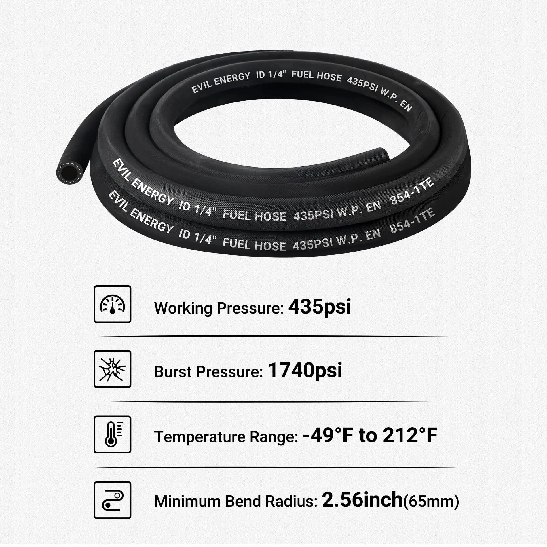 EVIL ENERGY Push Lock Fuel Hose NBR Rubber for Automotive Fuel Systems Engines 435PSI EN854-1TE