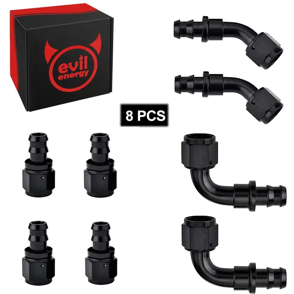 EVILENERGY EVIL ENERGY Push Lock Hose End Fitting Kit Aluminum 8pcs（6/8/10AN）