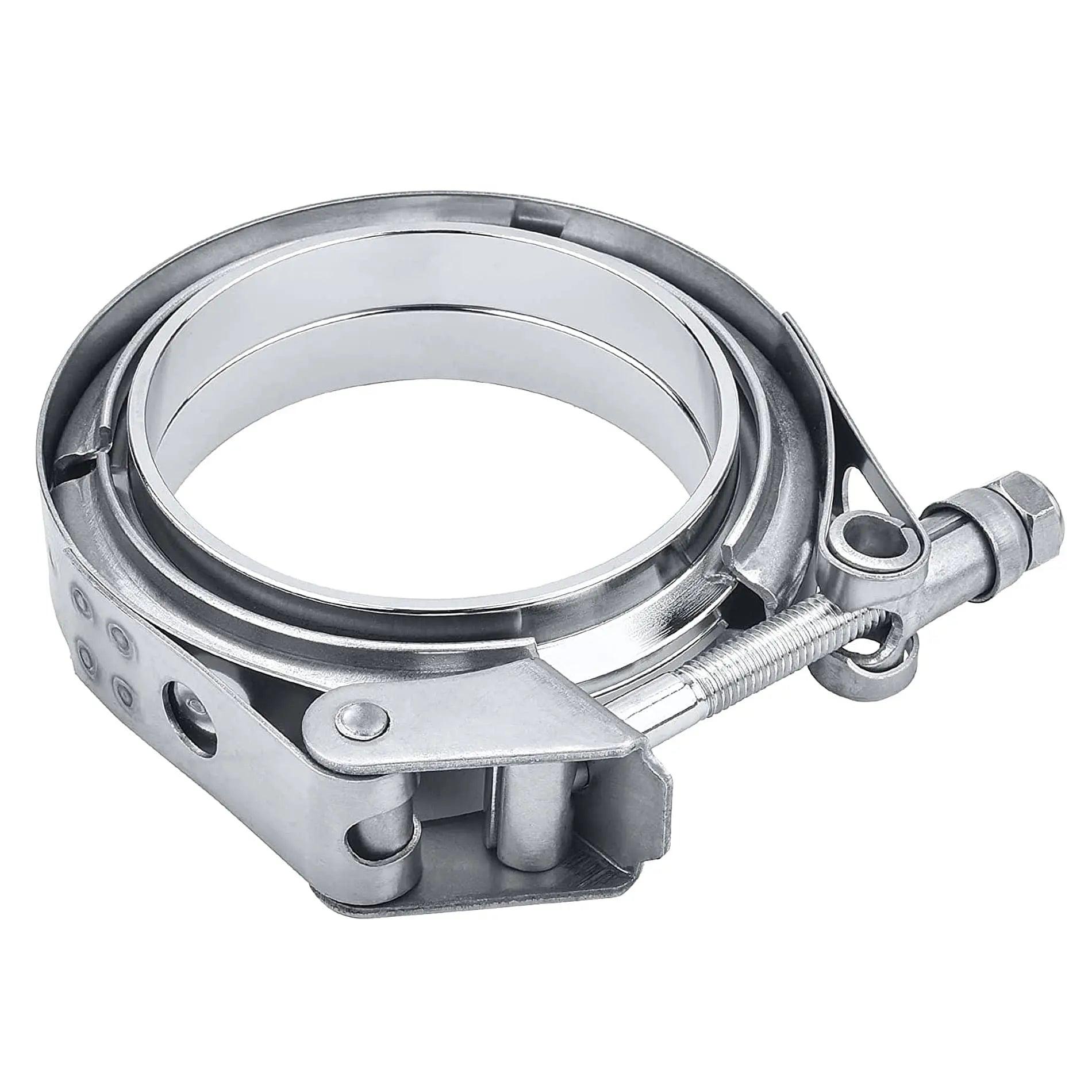 Evilenergy EVIL ENERGY V Band Clamp Quick Release Stainless Steel with Flange Male Female Mild Steel (2.5/3/3.5 Inch)