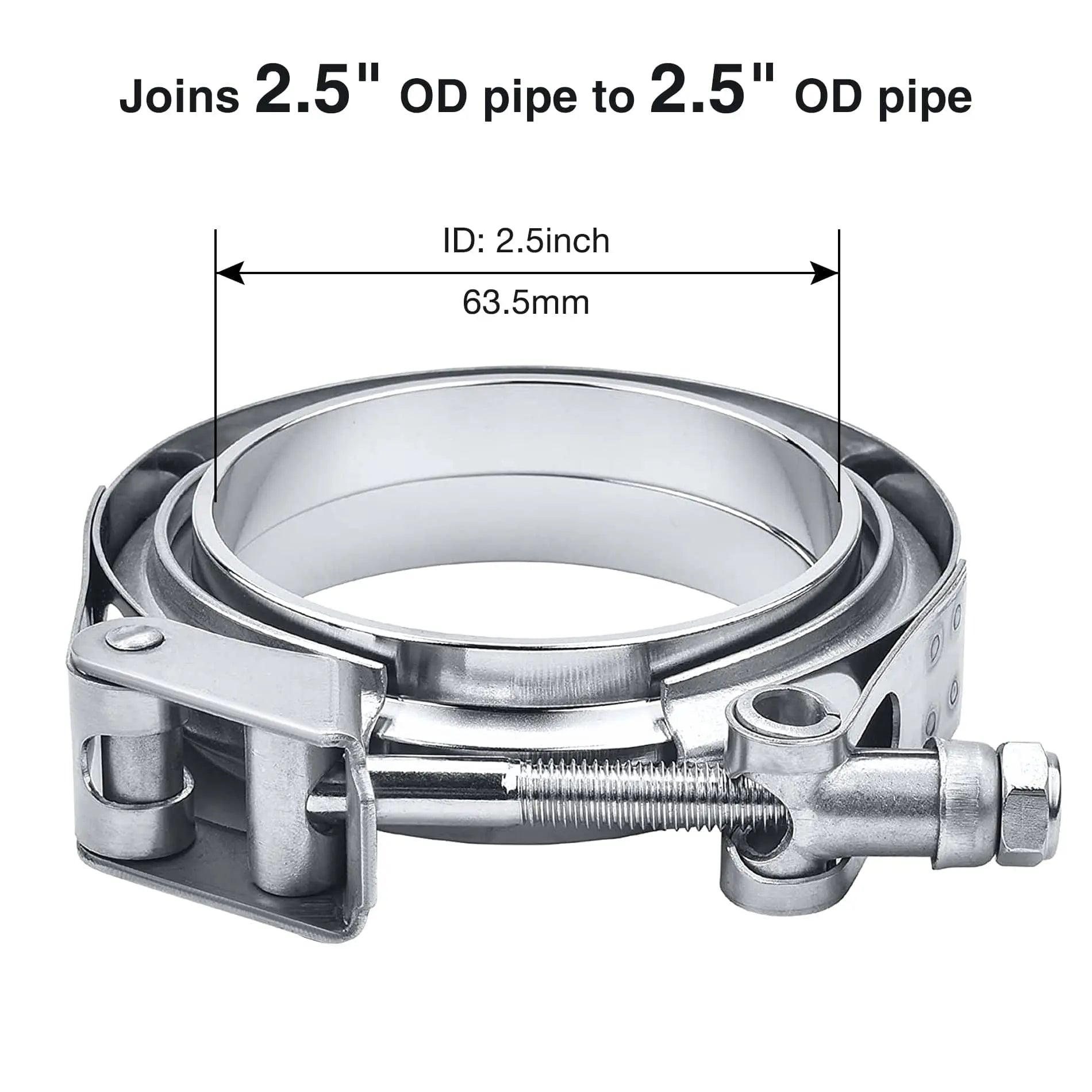 Evilenergy EVIL ENERGY V Band Clamp Quick Release Stainless Steel with Flange Male Female Mild Steel (2.5/3/3.5 Inch)