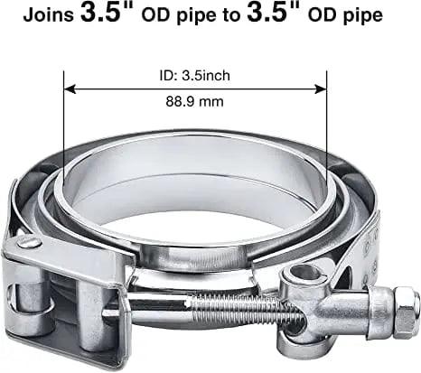 Evilenergy EVIL ENERGY V Band Clamp Quick Release Stainless Steel with Flange Male Female Mild Steel (2.5/3/3.5 Inch)