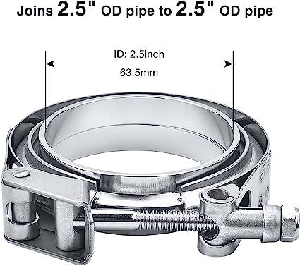 Evilenergy EVIL ENERGY 3 Inch V Band Clamp Quick Release Stainless Steel with Flange Flat Mild Steel