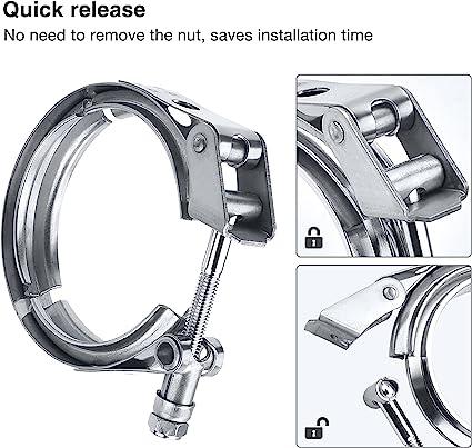 Evilenergy EVIL ENERGY 3 Inch V Band Clamp Quick Release Stainless Steel with Flange Flat Mild Steel