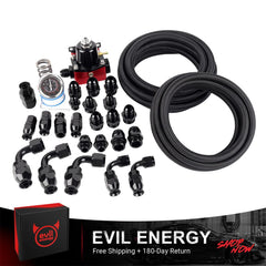 EVIL ENERGY EFI Fuel System Kit Return-Style Fuel Pressure Regulator 20-120PS CPE/PTFE Hose LineI Universal