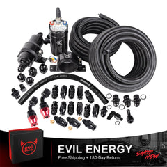 EVIL ENERGY Fuel Pump 300LPH With 10 Micron Filter PTFE Fuel Line Kits Universal EFI Fuel System Kit