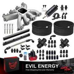 Evil Energy LS EFI System - Master Kit | Intake Manifold & Fuel Rail for GM LS3 L92 V8 6.2L | Inline Fuel Pump | Fuel Filter | PTFE Fuel Hose