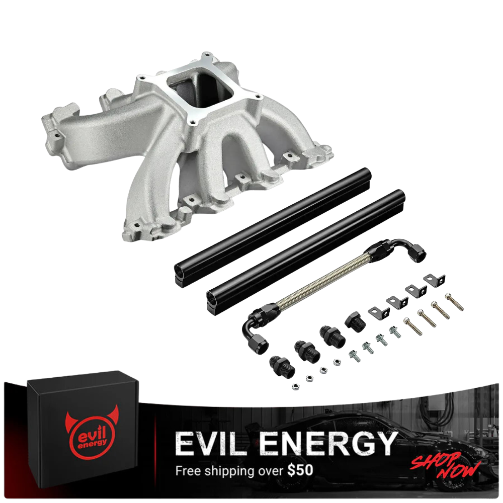 Evil Energy LS EFI System - Master Kit | Intake Manifold & Fuel Rail for Gen III LS1, LS2 | Inline Fuel Pump | Fuel Filter | PTFE Fuel Hose