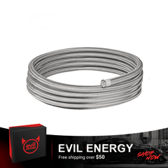 EVIL ENERGY PTFE Fuel Hose Line E85 6/8/10AN Stainless Steel Braided 10FT Silver