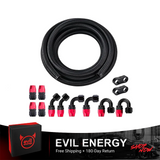 EVIL ENERGY 6AN Fuel Line Kit, 6AN Nylon Braided Fuel Line Hose Fitting Kit CPE 20FT [Black&Red]