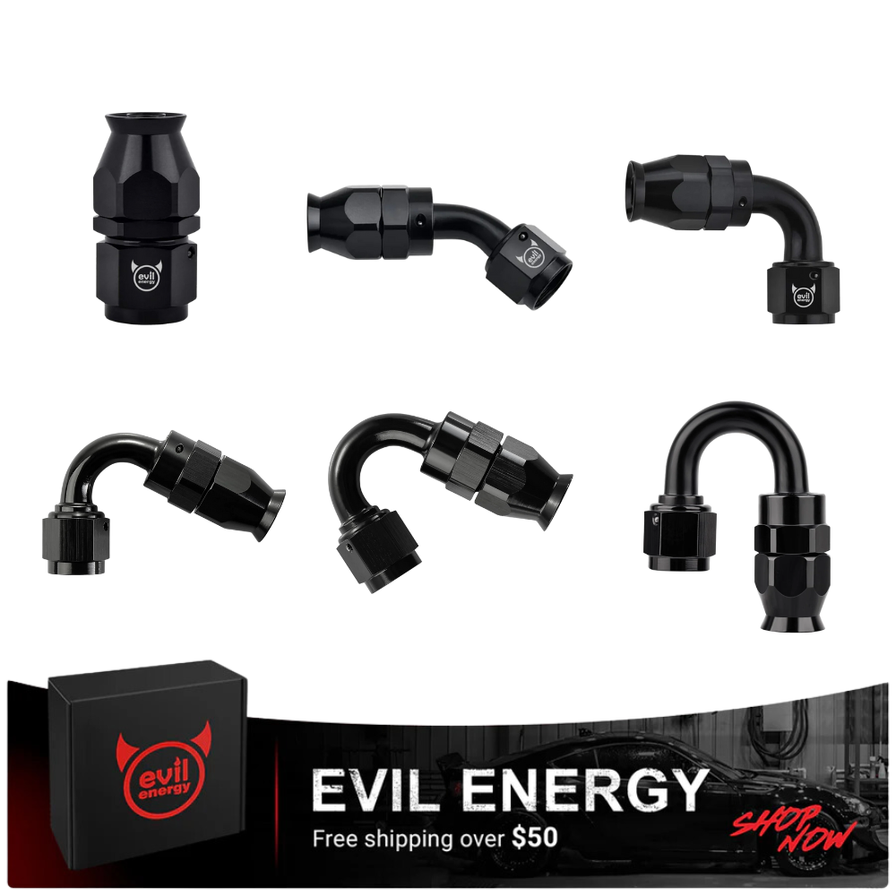 EVIL ENERGY PTFE Hose End Fitting for PTFE Hose Only (3/4/6/8/10/12AN) -  Black