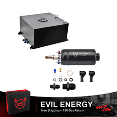 EVIL ENERGY Fuel Cell Tank with 300LPH High-Performance External Inline Fuel Pump - Universal Fit for Enhanced Fuel Delivery